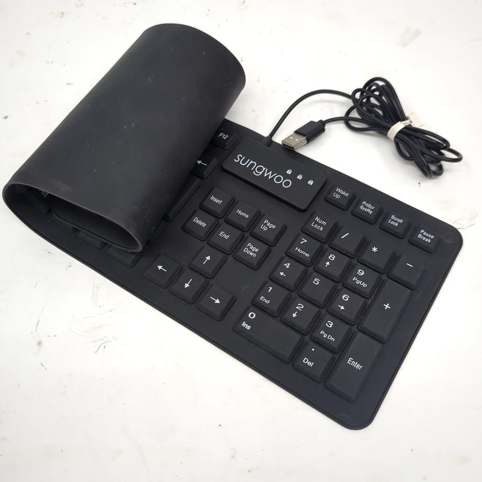 Foldable Silicone Keyboard USB Wired Waterproof Roll-up Sungwoo Full Size Black