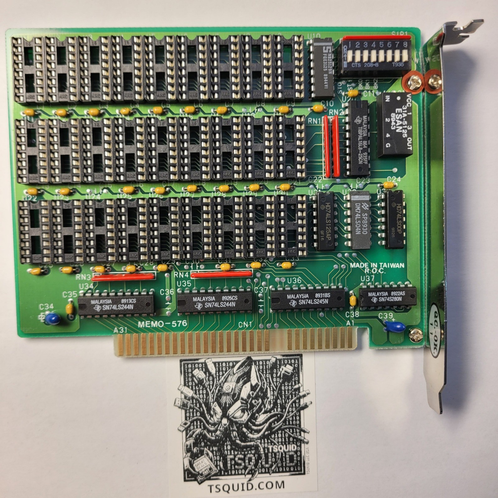 ISA Memory Expansion Card MEMO-576 8-Bit RAM Board Vintage IBM PC XT Compatible