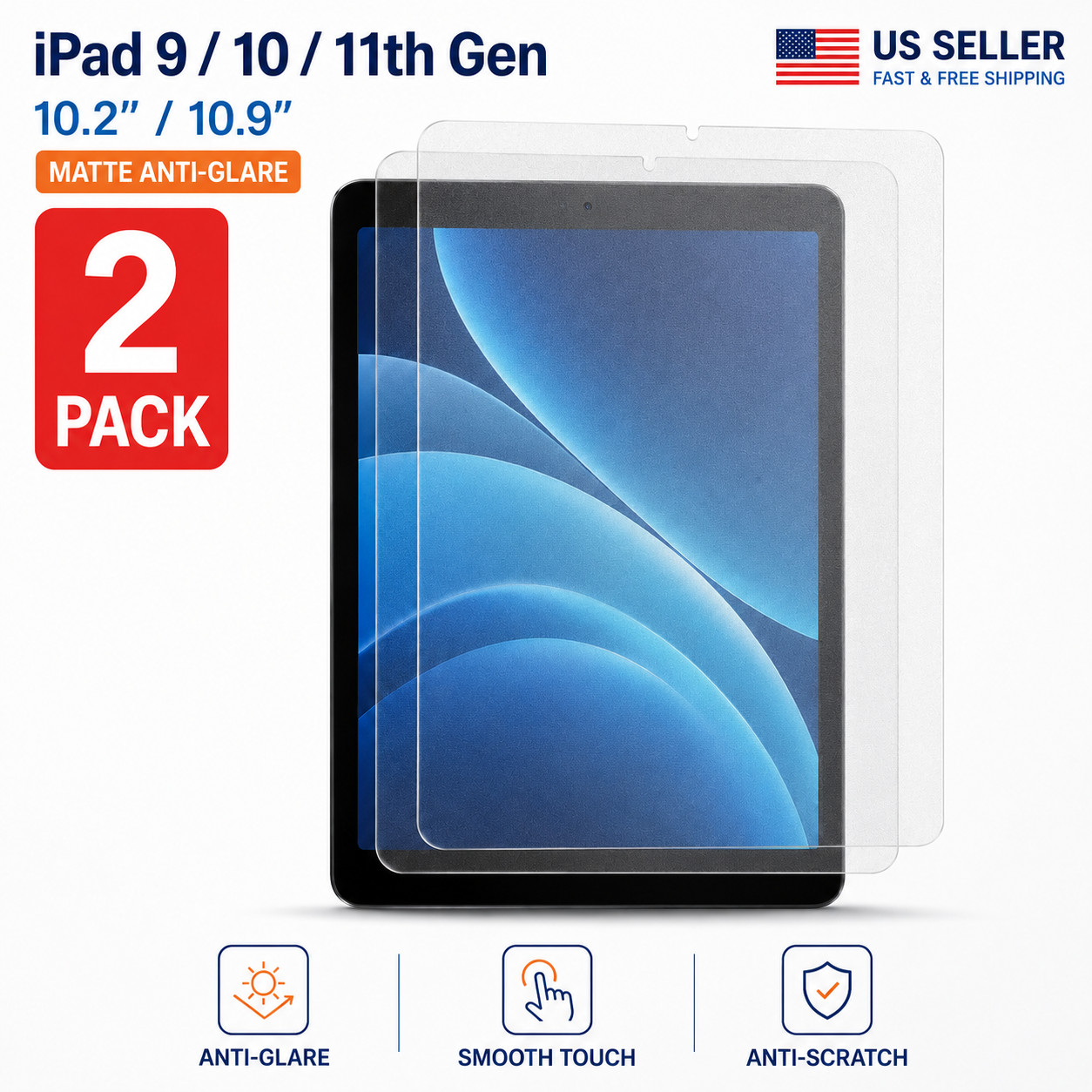 iPad 9 10 11th Gen Matte Paper Feel Screen Protector Anti-Glare Drawing Writing