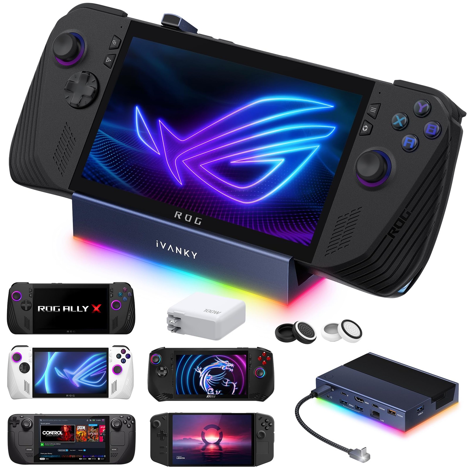 14-in-1 RGB Docking Station with 100W PD Charger
