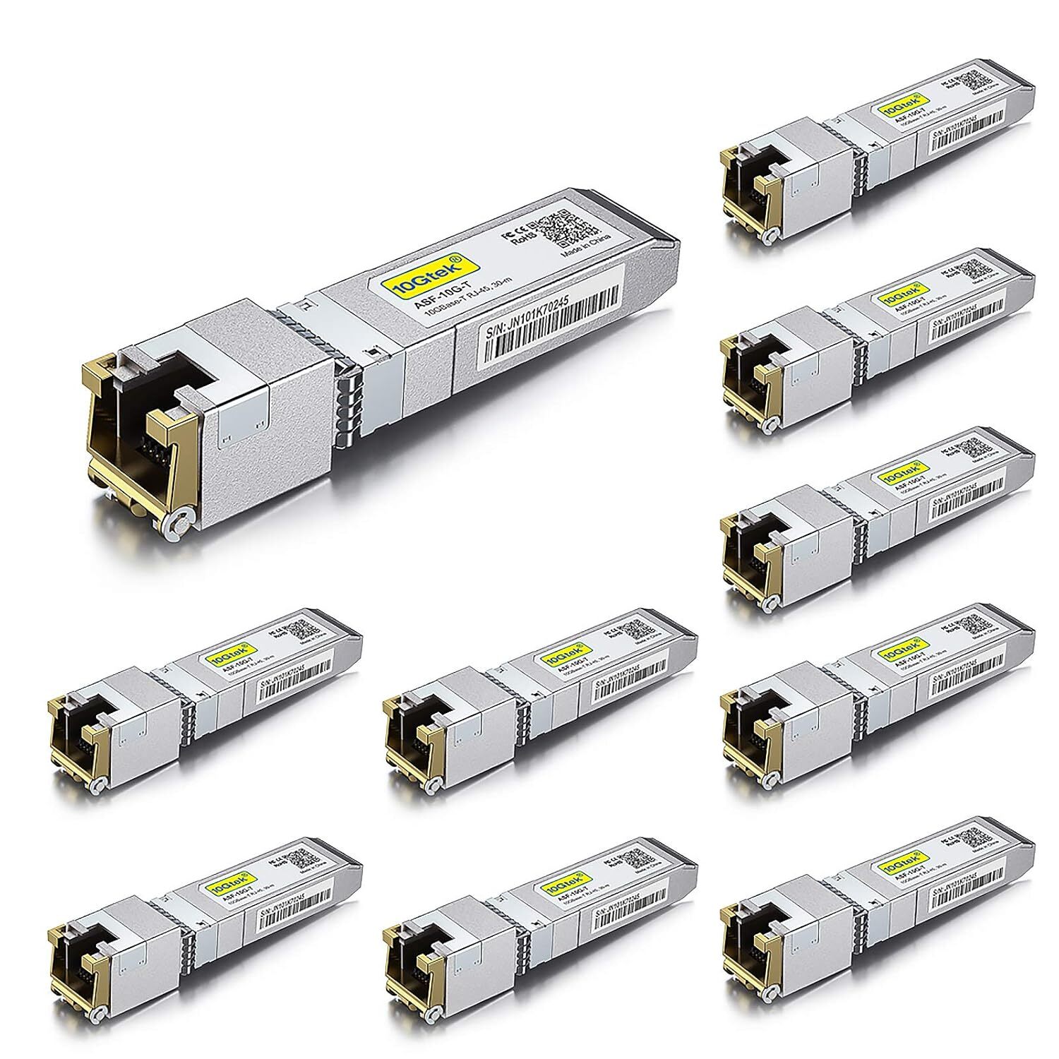 Lot of 10 For Cisco SFP-10G-X Transceiver, 10G SFP+ RJ45 10GBase-T 30m