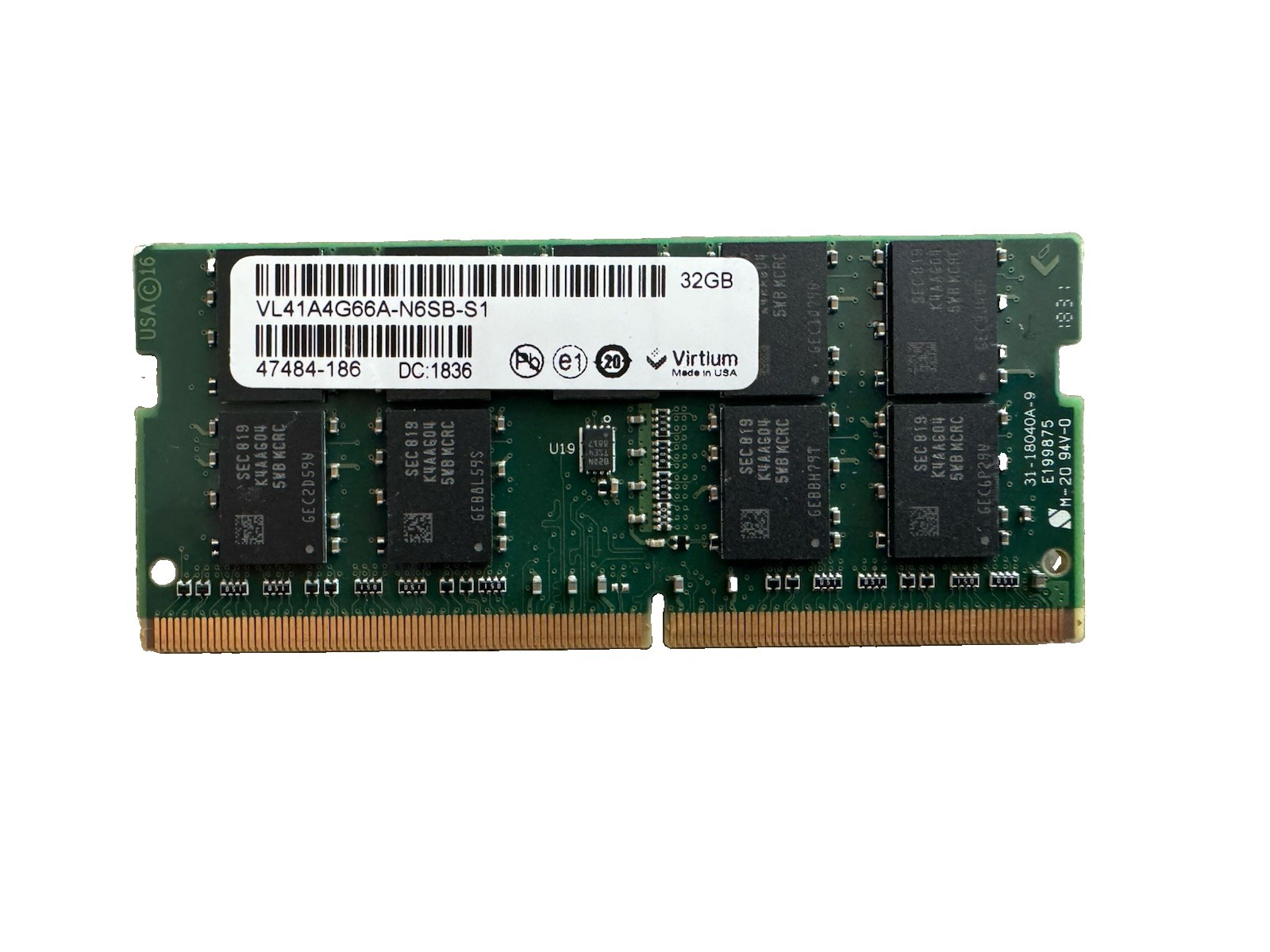 Virtium 32GB DDR4 SODIMM RAM VL41A4G66A-N6SB-S1 Tested And Working