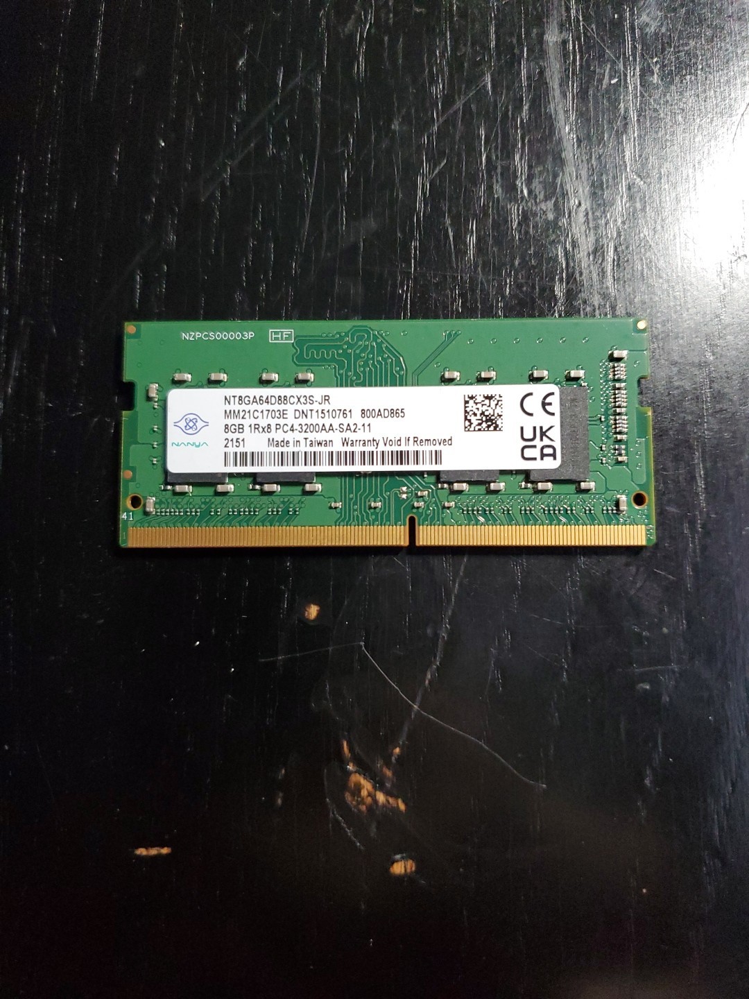 Nanya 8GB 1Rx8 PC4-3200AA-SA2-11 DDR4 SDRAM NT8GA64D88CX3S-JR