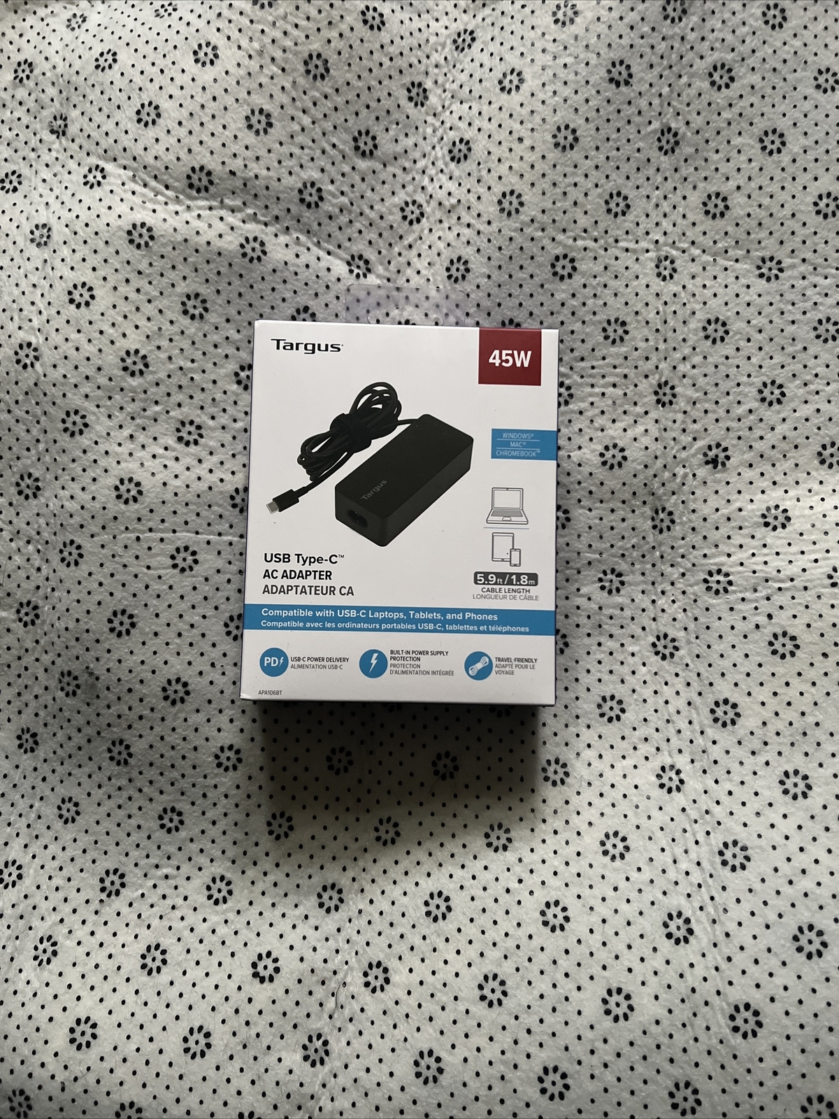 Targus 65W USB-C Laptop Charger 5.9 ft. in Black New