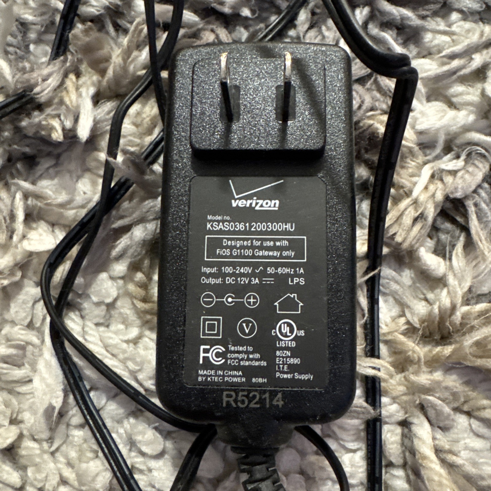 Original Verizon Fios Gateway AC1750 Wi-Fi (G1100) Wall Charger AC Adapter 