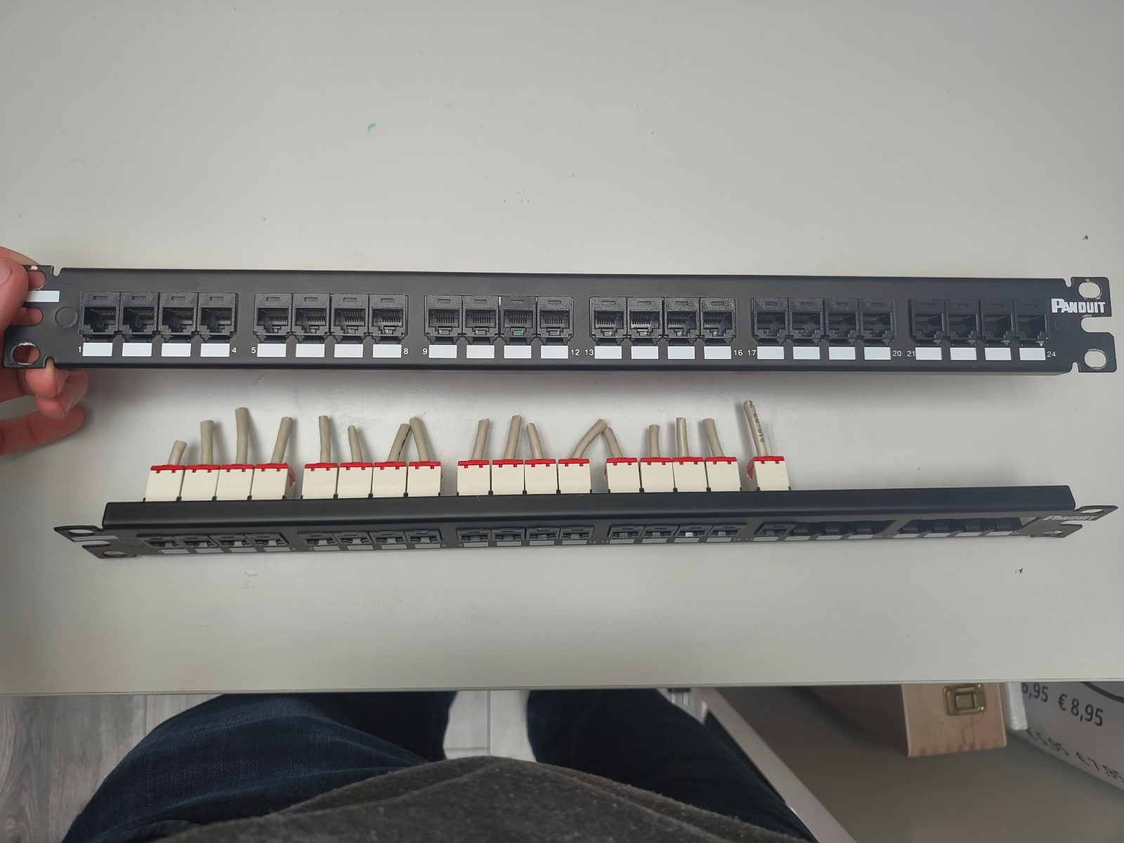 2x Panduit 24-Port Flat Patch Panel - Black Steel Construction Rack Mount