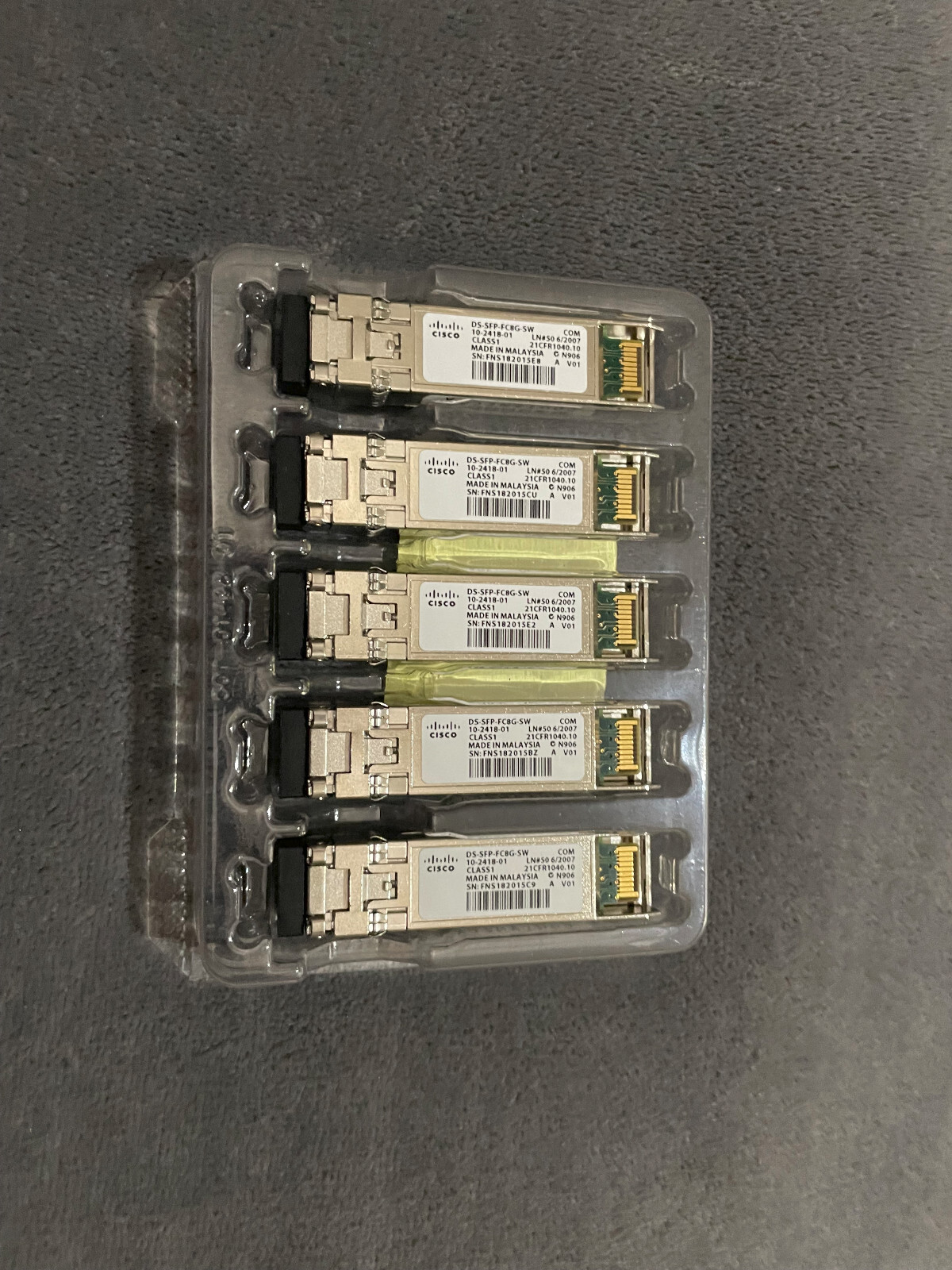 New Open Box CISCO DS-SFP-FC8G-SW TRANSCEIVER MODULES 10-2418-01 8GB - Lot of 5