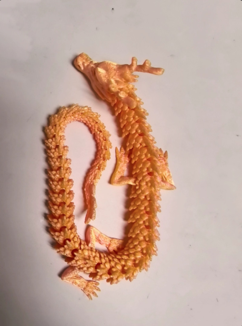 3D printed movable Silk Gold dragon toy with joint mechanism 30/ 45/ 60cm