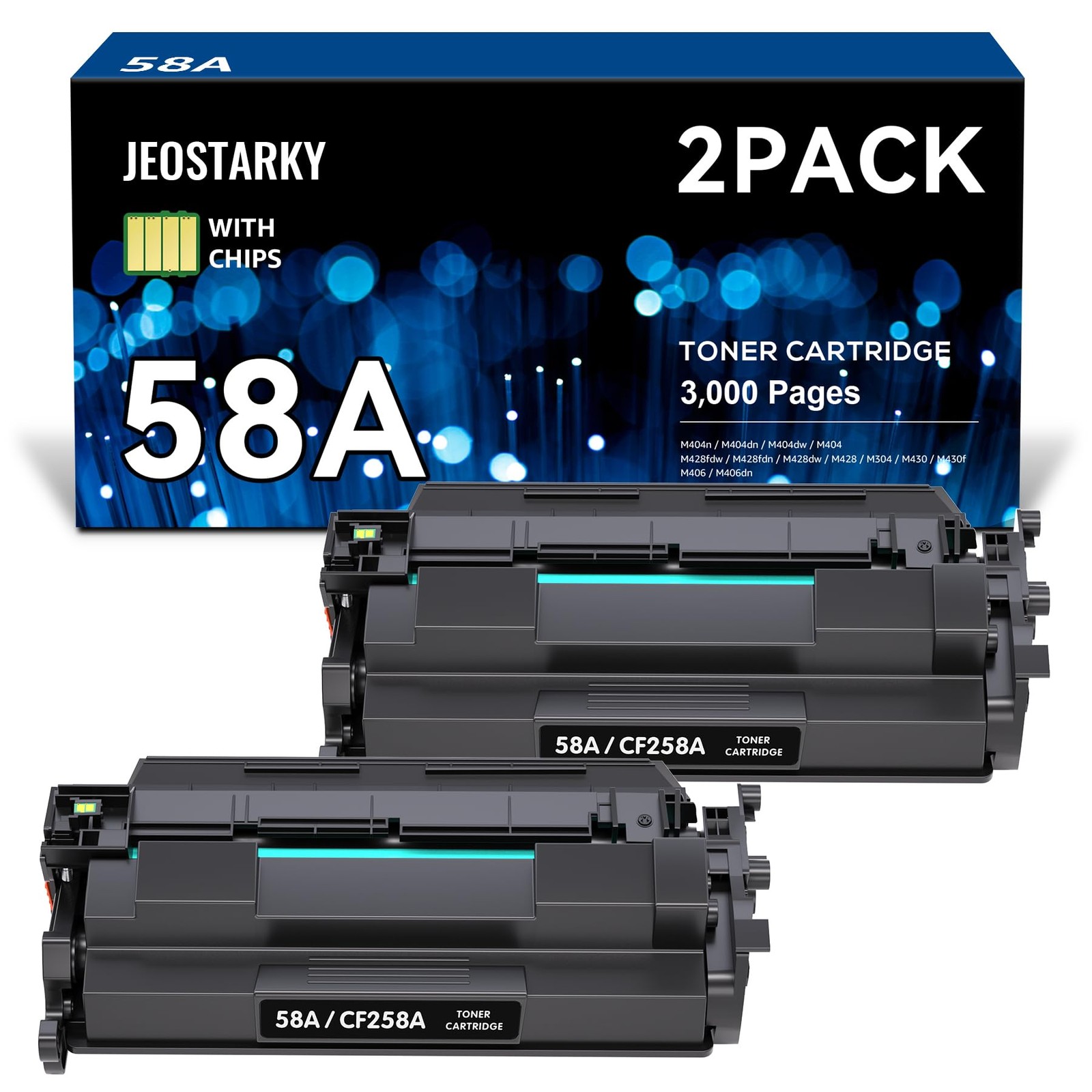 Jeostarky 58A CF258A Toner Cartridge 2 Pack Black Compatible HP LaserJet Pro New