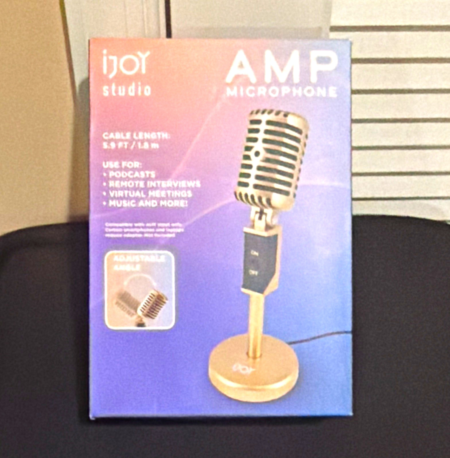 iJoy AMP Microphone Freestanding Desktop Stand Gold Cardioid 3.5mm TRS