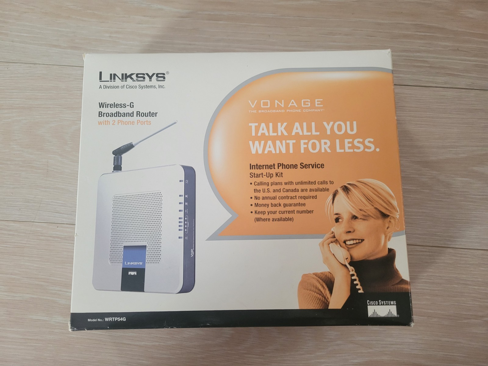 Linksys CISCO Systems Broadband Router With 2 Phone Ports WRTP54G Open Box New