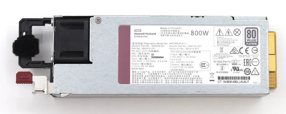 AU SELLER HPE  HSTNS-PL41-1  865412-102  800W Power PSU FOR ML/DL -TESTED