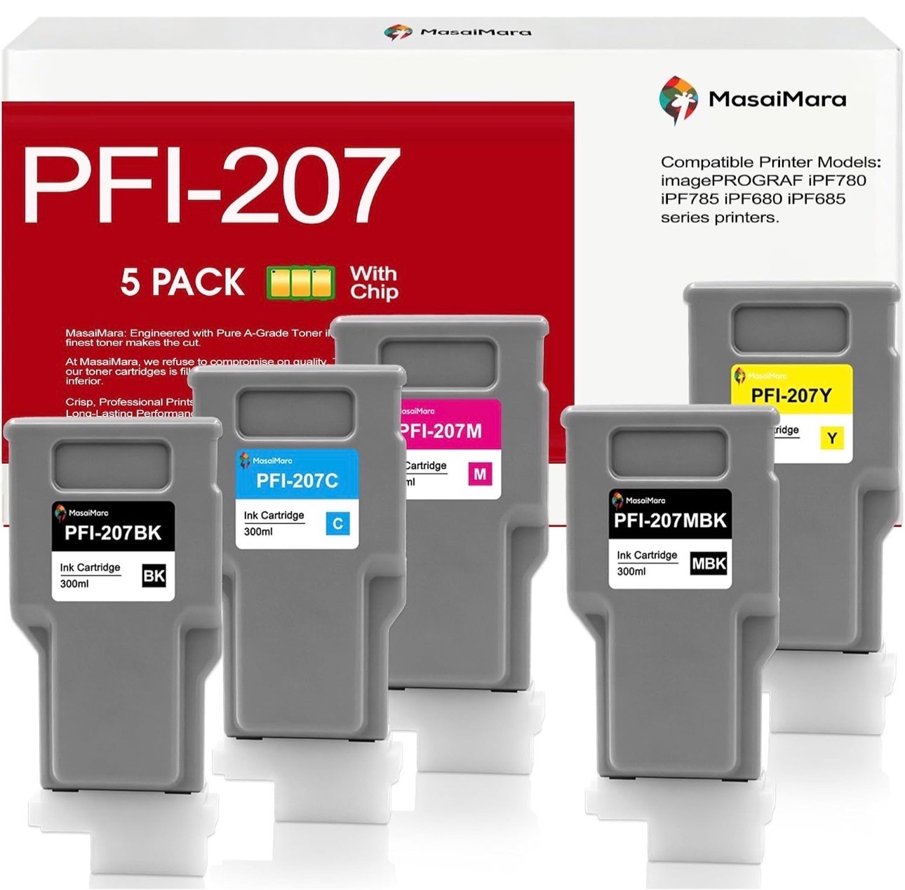 PFI-207 High Capacity Ink Cartridges for Canon imagePROGRAF IPF680 IPF685 IPF780