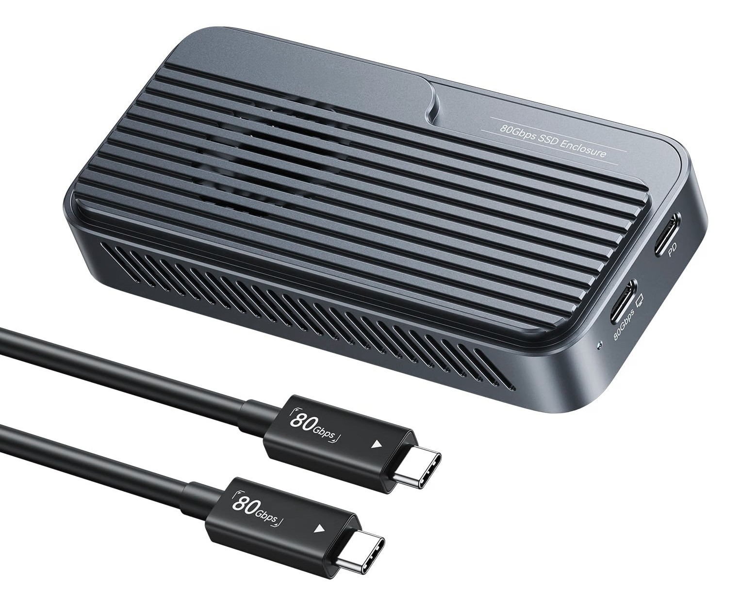 80Gbps NVMe M.2 SSD Enclosure - Compatible with TB5 /USB4 - 60W Power Delivery