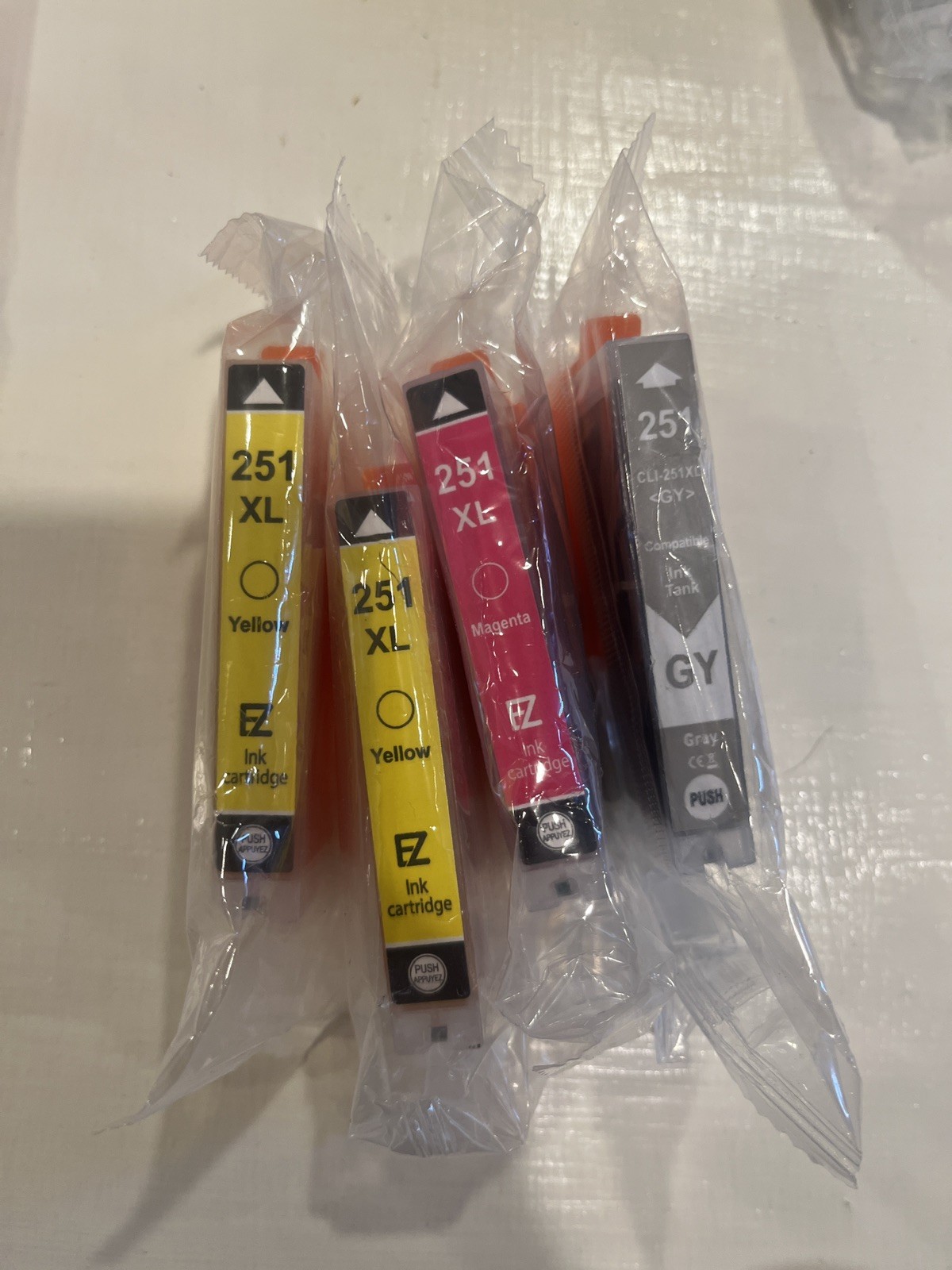 EZ Ink Cartridges 251XL Magenta, Yellow And Grey for Canon Lot Of 4. Sept 2023