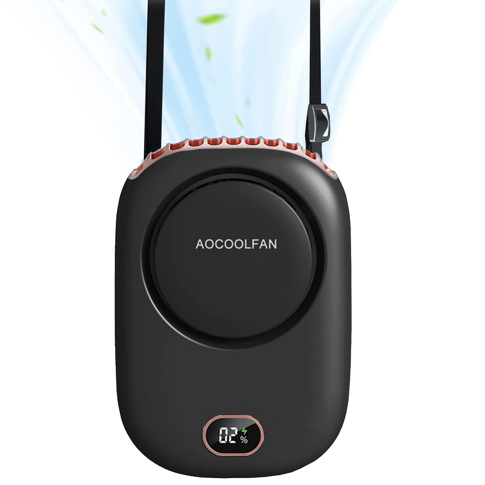 AOCOOLFAN Portable Neck Fan, Mini Small Personal Handheld Fan Portable, Black