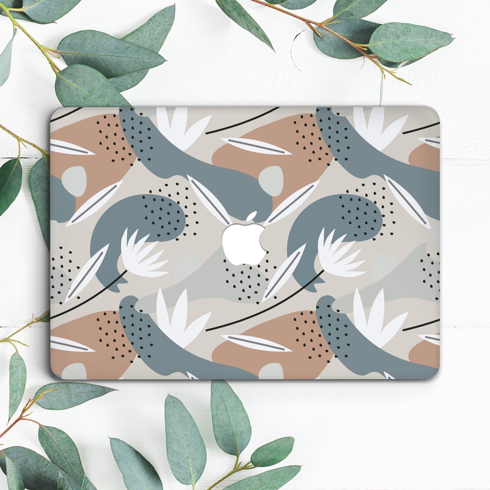 Neutral White Flower Dots Abstract Art Hard Case For Macbook Pro 13 15 16 Air 13