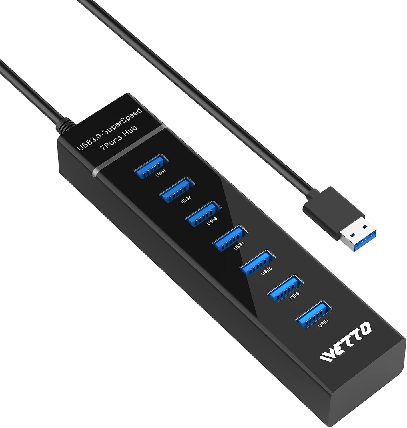 7-Port USB 3.0 Hub,  Data USB Hub Splitter with 3.3Ft Long Cable