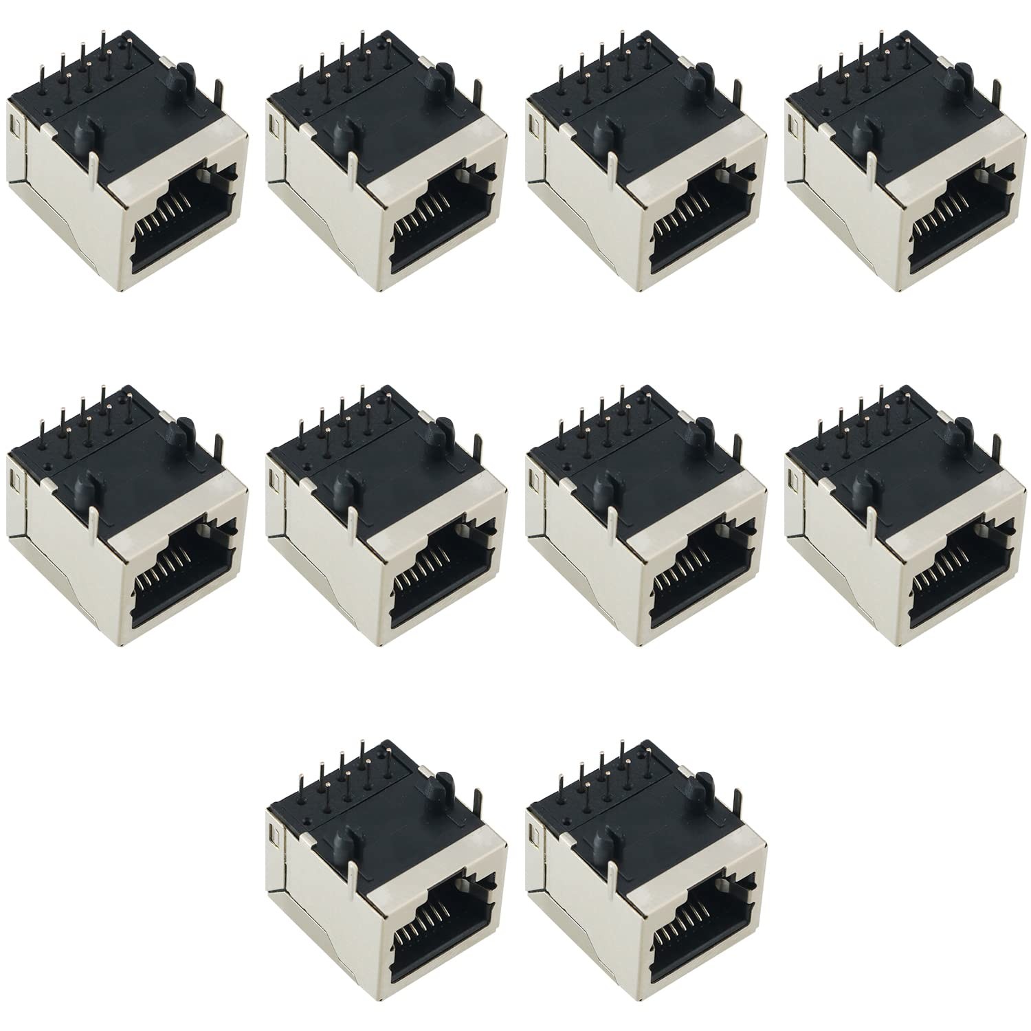 RJ45 PCB Jack 10PCS Shielded RJ45 8P8C 90 Degree Angle Network Modular Connector