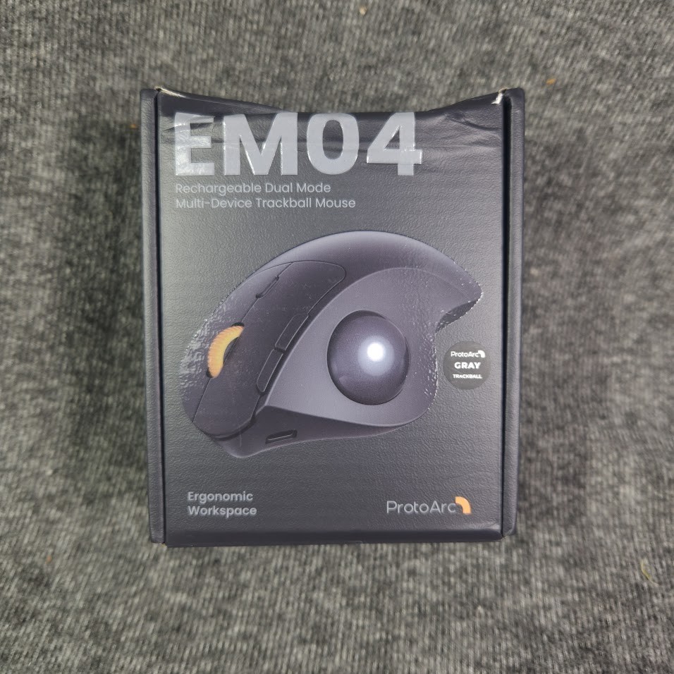 ProtoArc EM04 Ergonomic Wireless Trackball Mouse Open Box Bluetooth USB-C Tested
