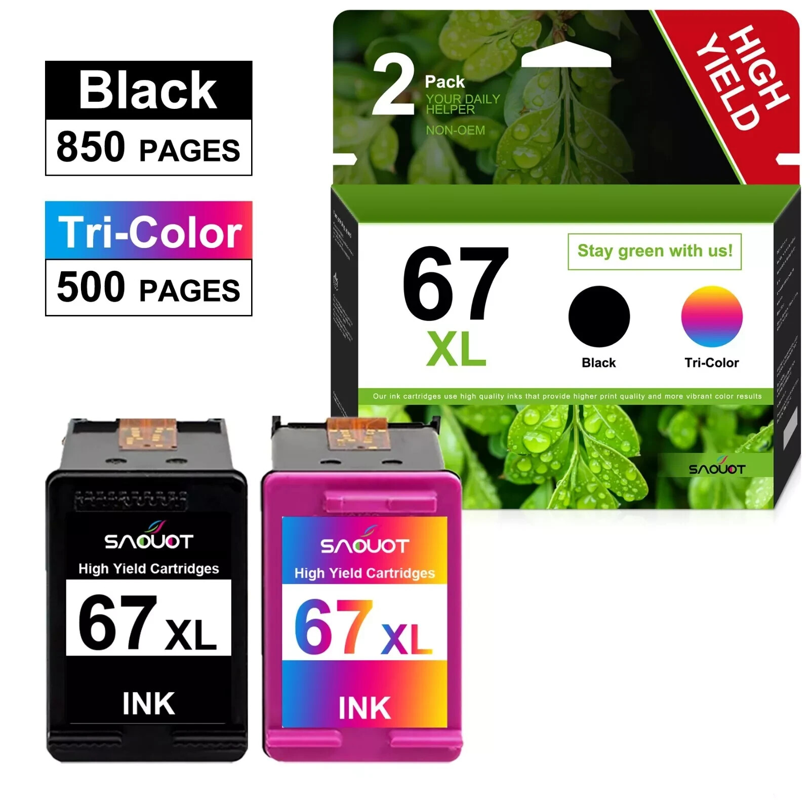 67 XL 67XL Replacement for HP 67 Ink Cartridge Black Color Deskjet 1255 2300