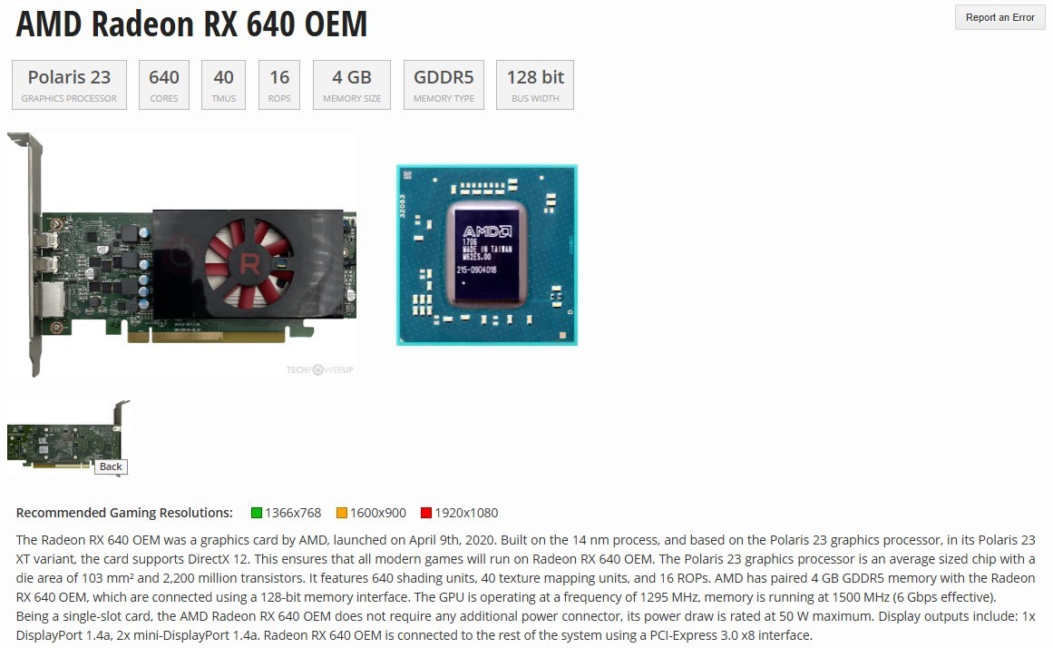 Dell✅AMD Radeon RX 640 4GB GDDR5 Graphics Card✅DP 2x miniDP✅Full Profile