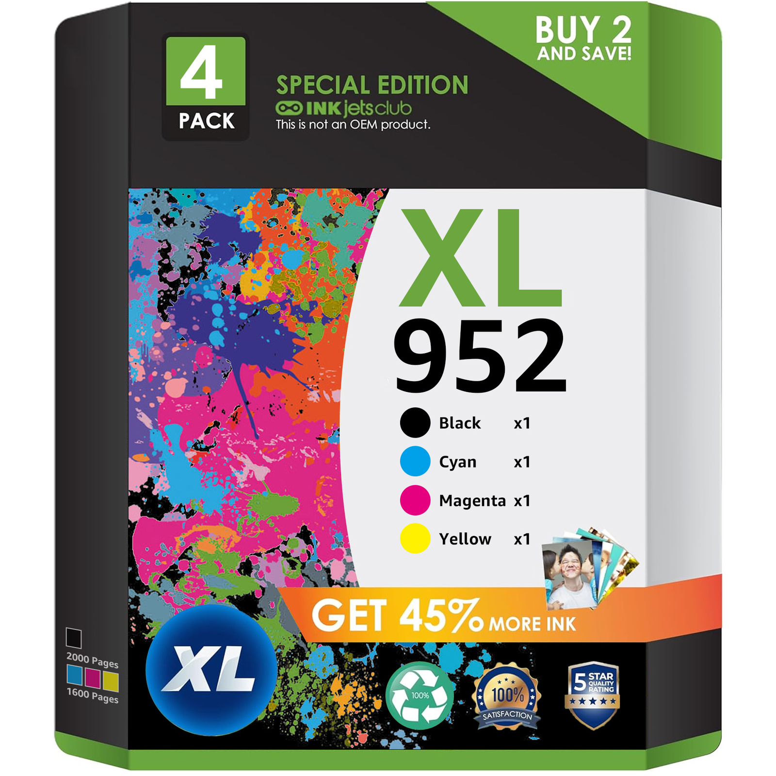 4PK 952 XL 952XL Ink Cartridge for HP OfficeJet Pro 8710 7740 8715 8720 8210