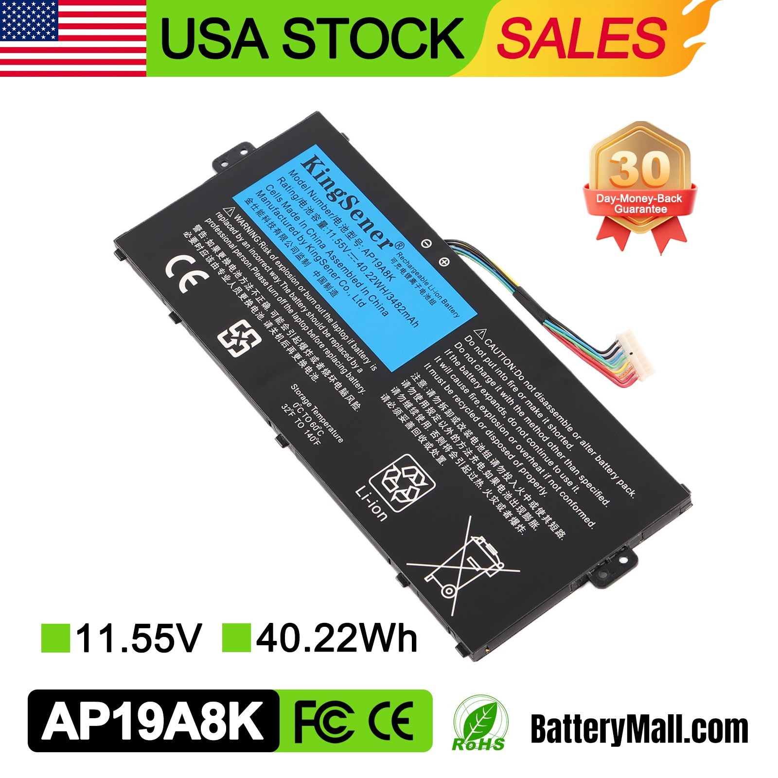 AP19B8K 3INP5/82/70 Battery for Acer Aspire3 A315-23G 3 A315-56 A315-58 A315-59