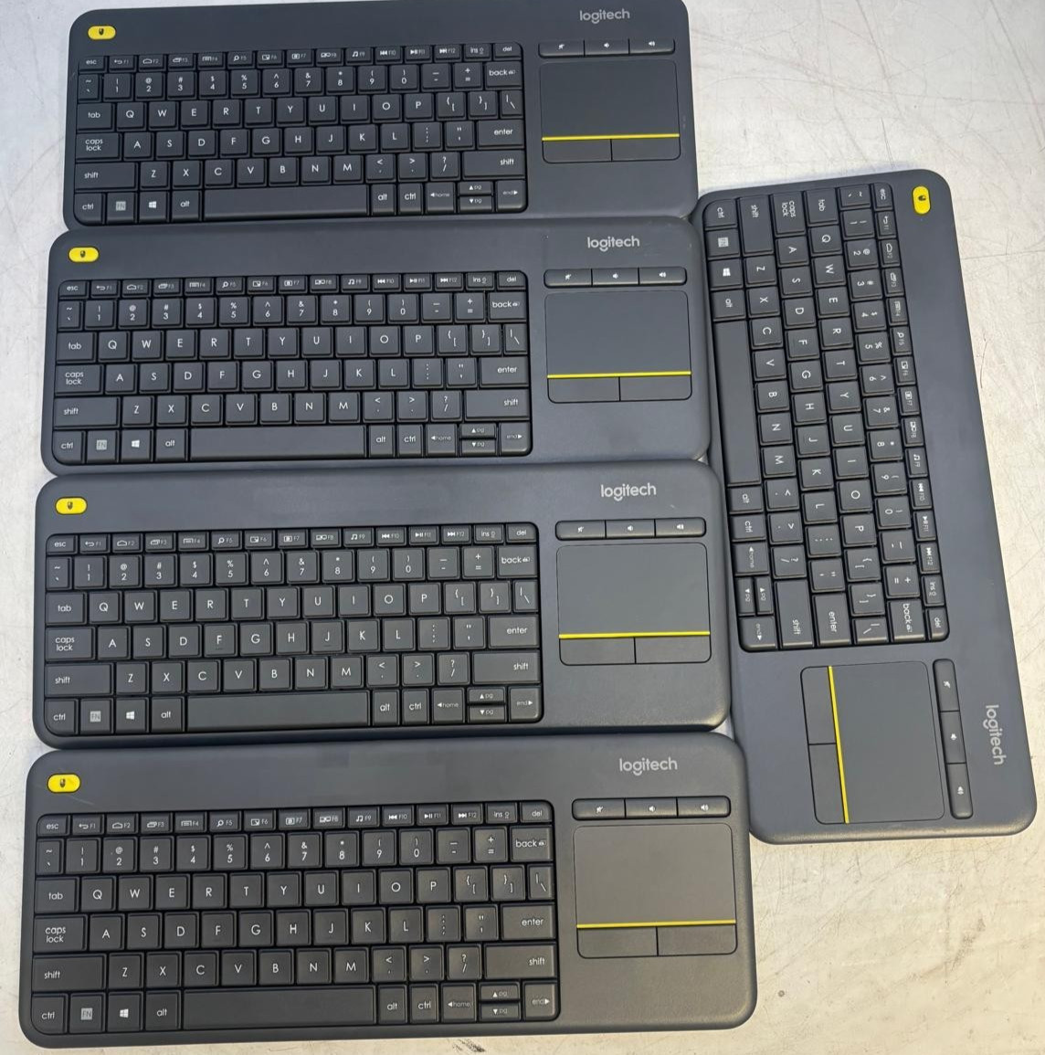 Lot of 5 Logitech K400 Plus Wireless Keyboard w/ Built-in Touchpad - No Dongle