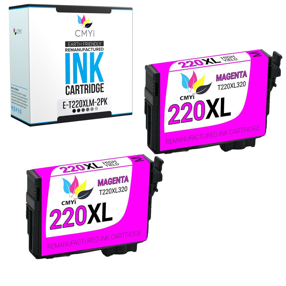 2PK CMYi Replacement 220XL Magenta Ink Cartridges Fits Epson Workforce WF-2630