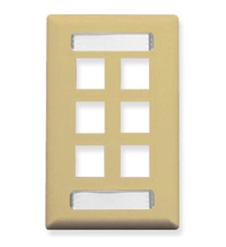ICC ICC-IC107S06IV FACEPLATE- ID- 1-GANG- 6-PORT- IVORY