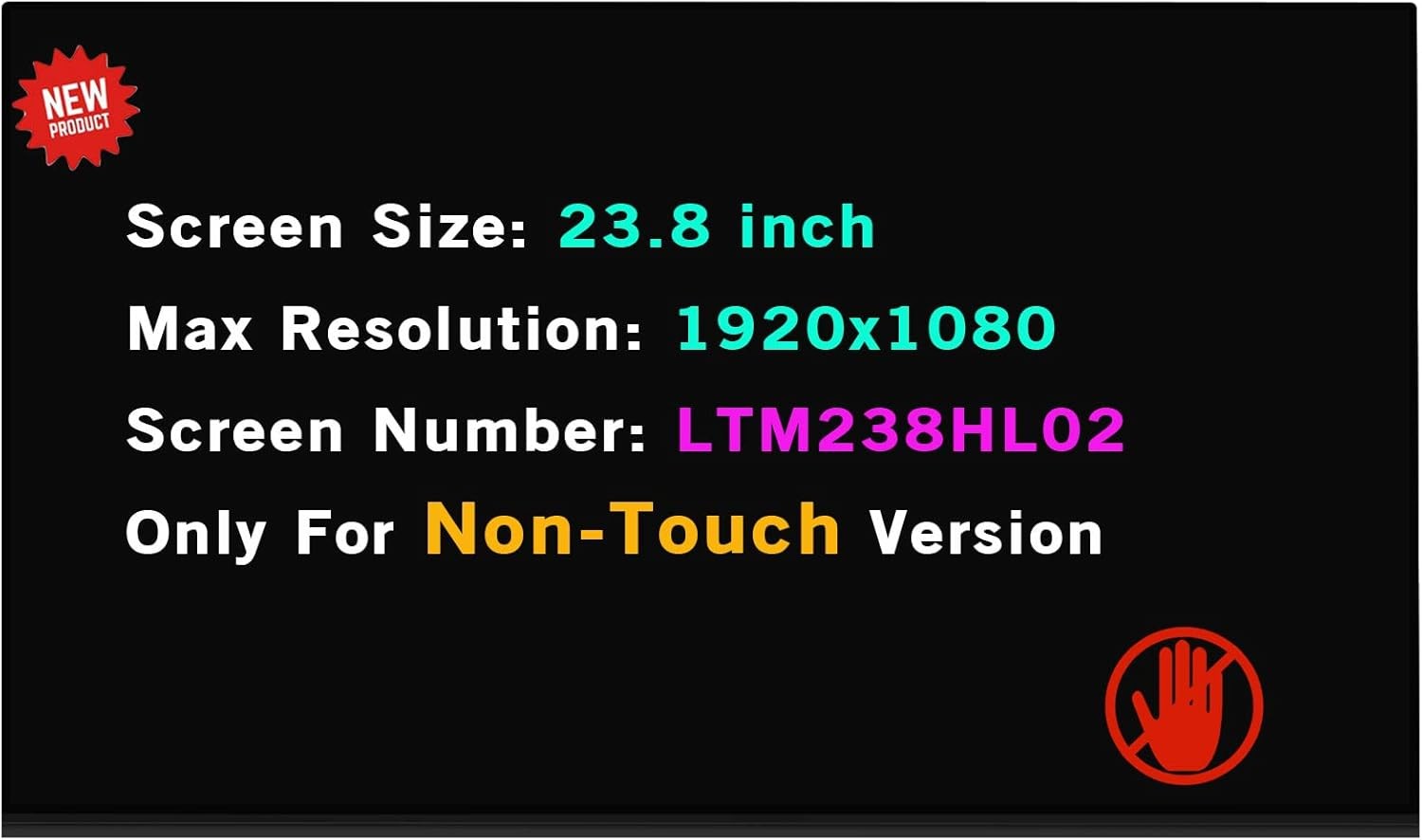 23.8" for HP Pavilion 24-R 24-R114 24-R124 939247-001 LTM238HL02 FHD Non-Touch