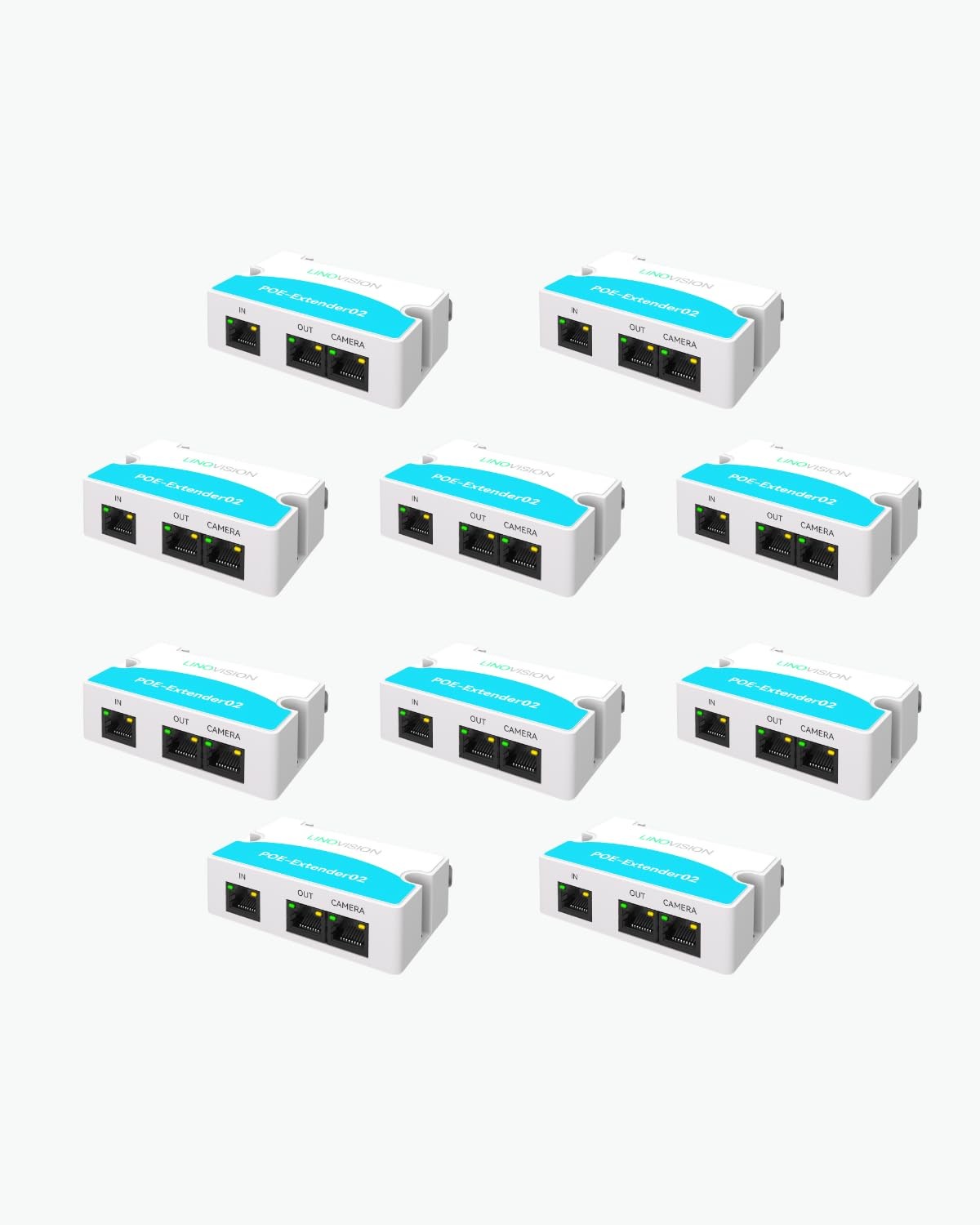 LINOVISION Mini 2 Port POE Extender IEEE 802.3af/at Repeater Up 10 pack