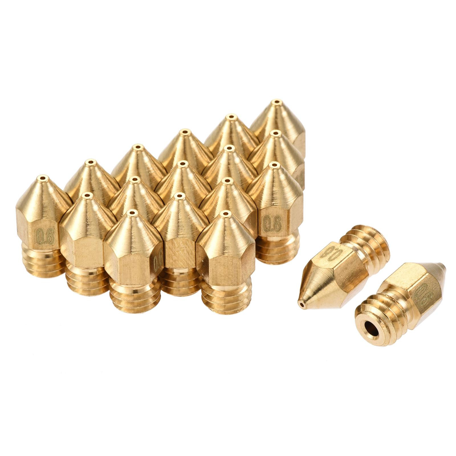 0.6mm 3D Printer Nozzle, 18pcs M6 Thread for MK8 1.75mm Extruder Print, Brass