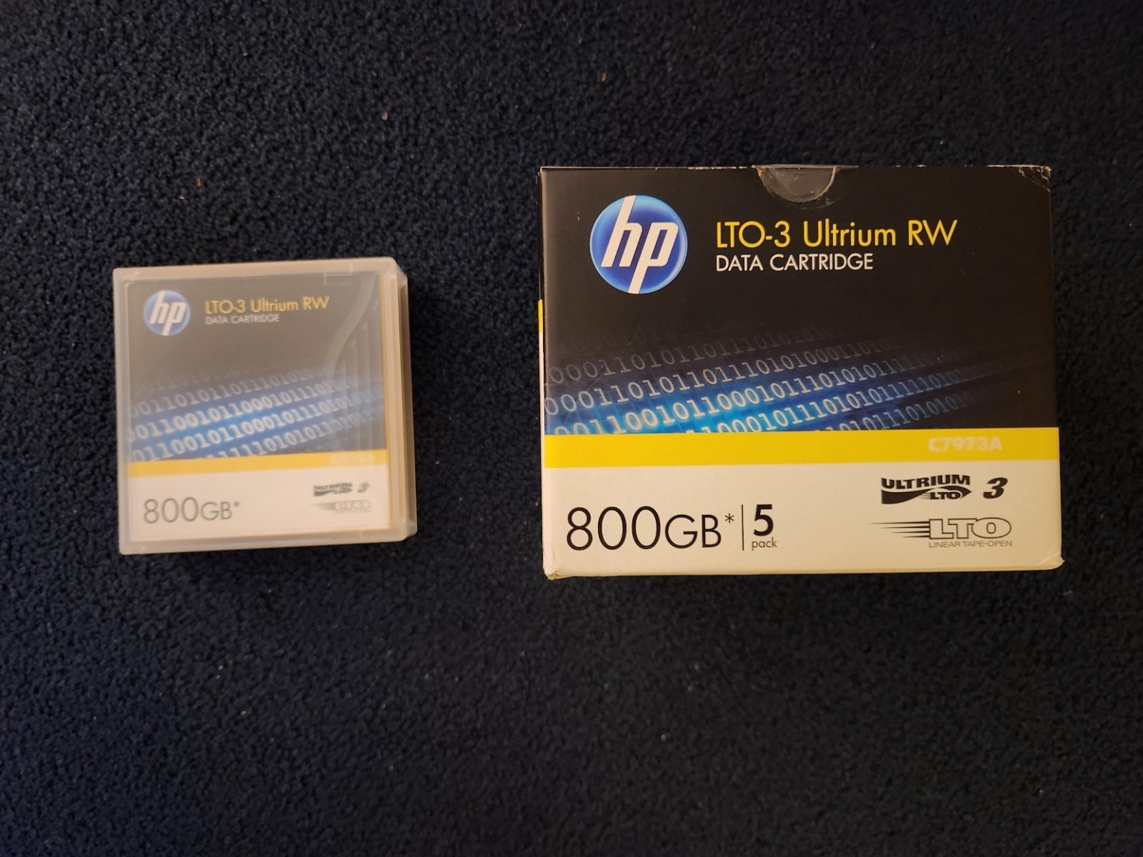 Lot of 6 HP LTO-3 Ultrium RW Data Tapes C7973A 5 Sealed + 1 Loose Unused