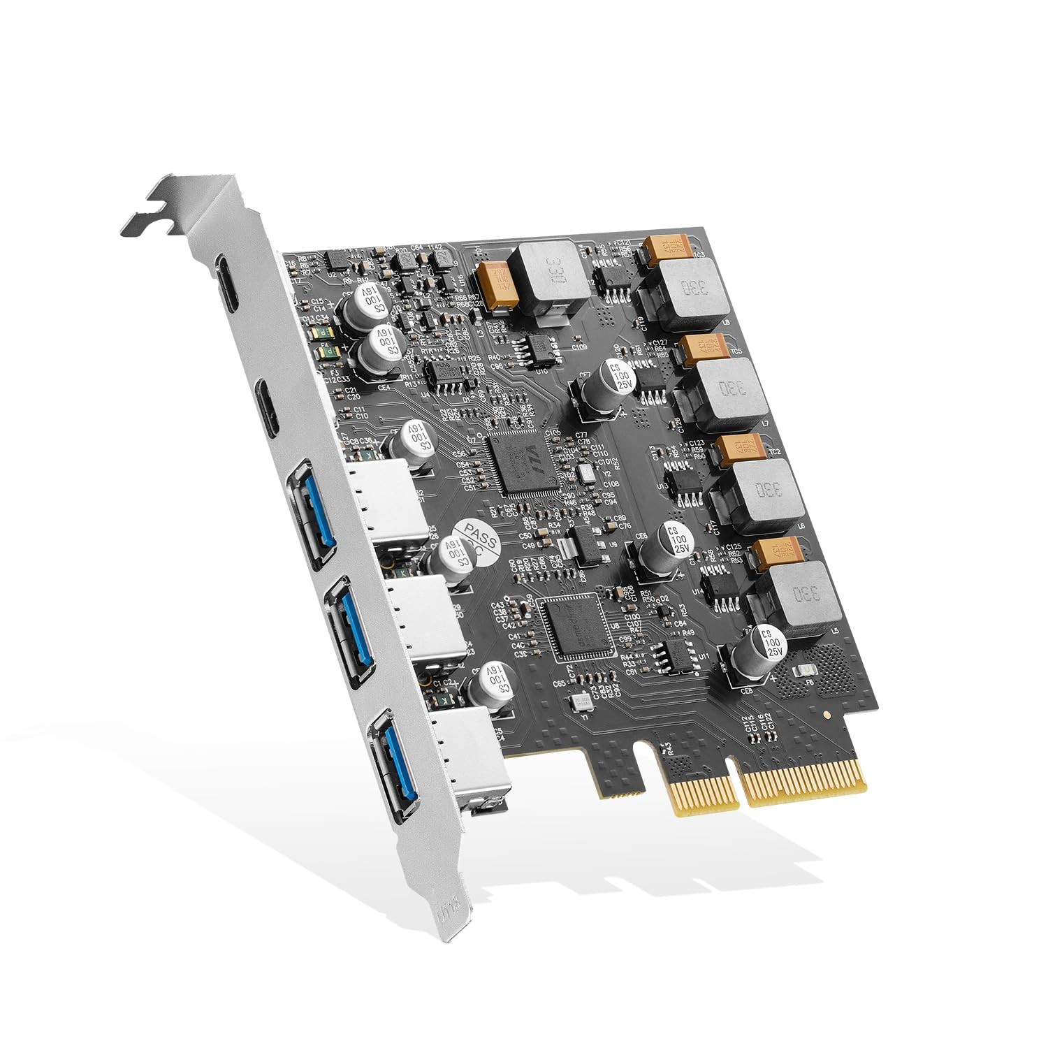 Binardat PCIE to USB 3.2 Gen2 10G Expansion Card, 5 Port 3X USB Type-A and 2X...