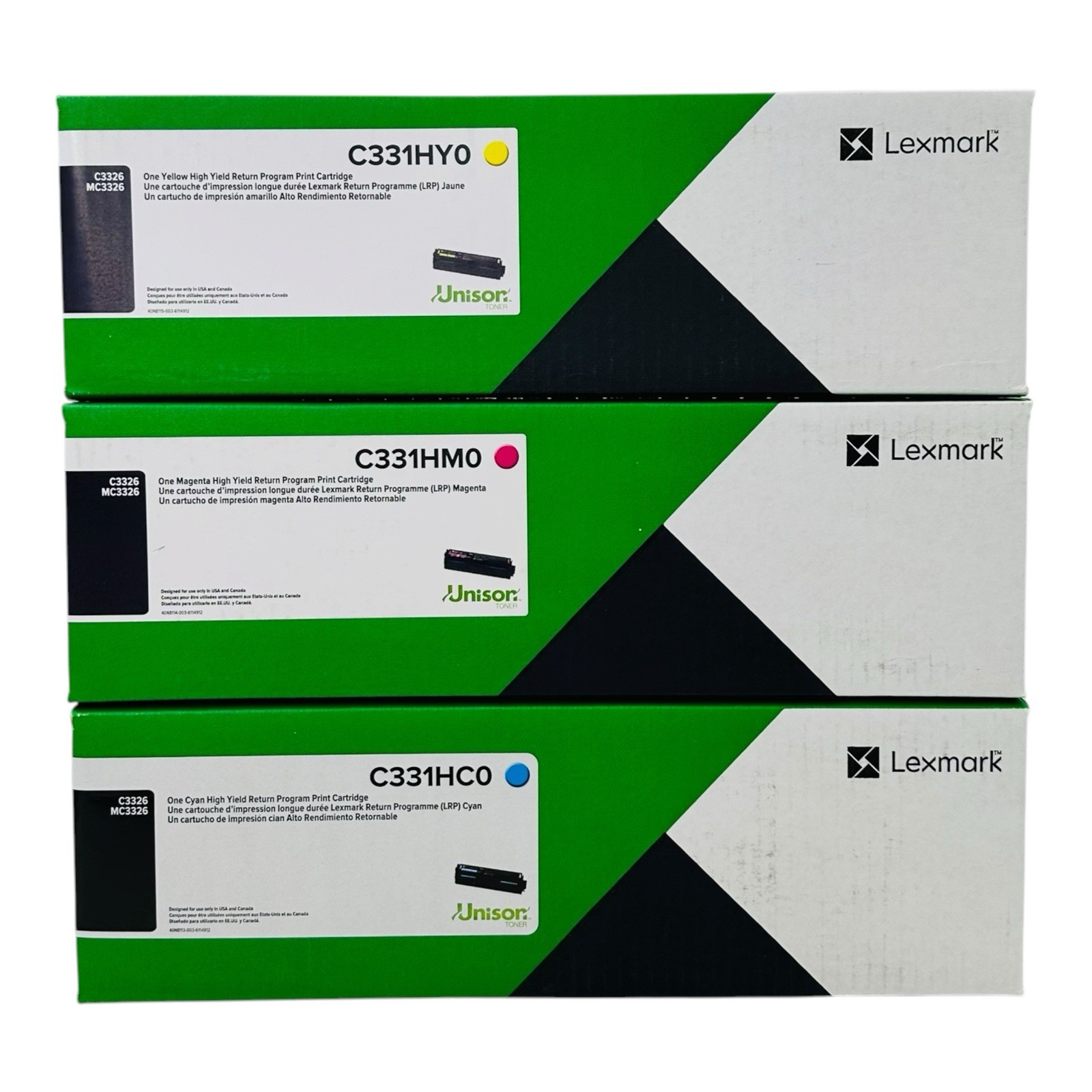 Genuine Lexmark C331 Color Toner Set C331HM0 C331HY0 C331HC0 Cyan Magenta Yellow