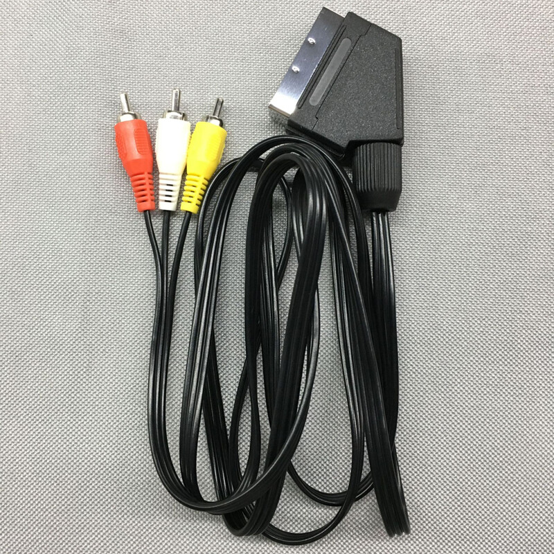1.8m 21Pin SCART to 3 RCA Phono Male Cable Composite AV Audio Video TV/DVD Cord