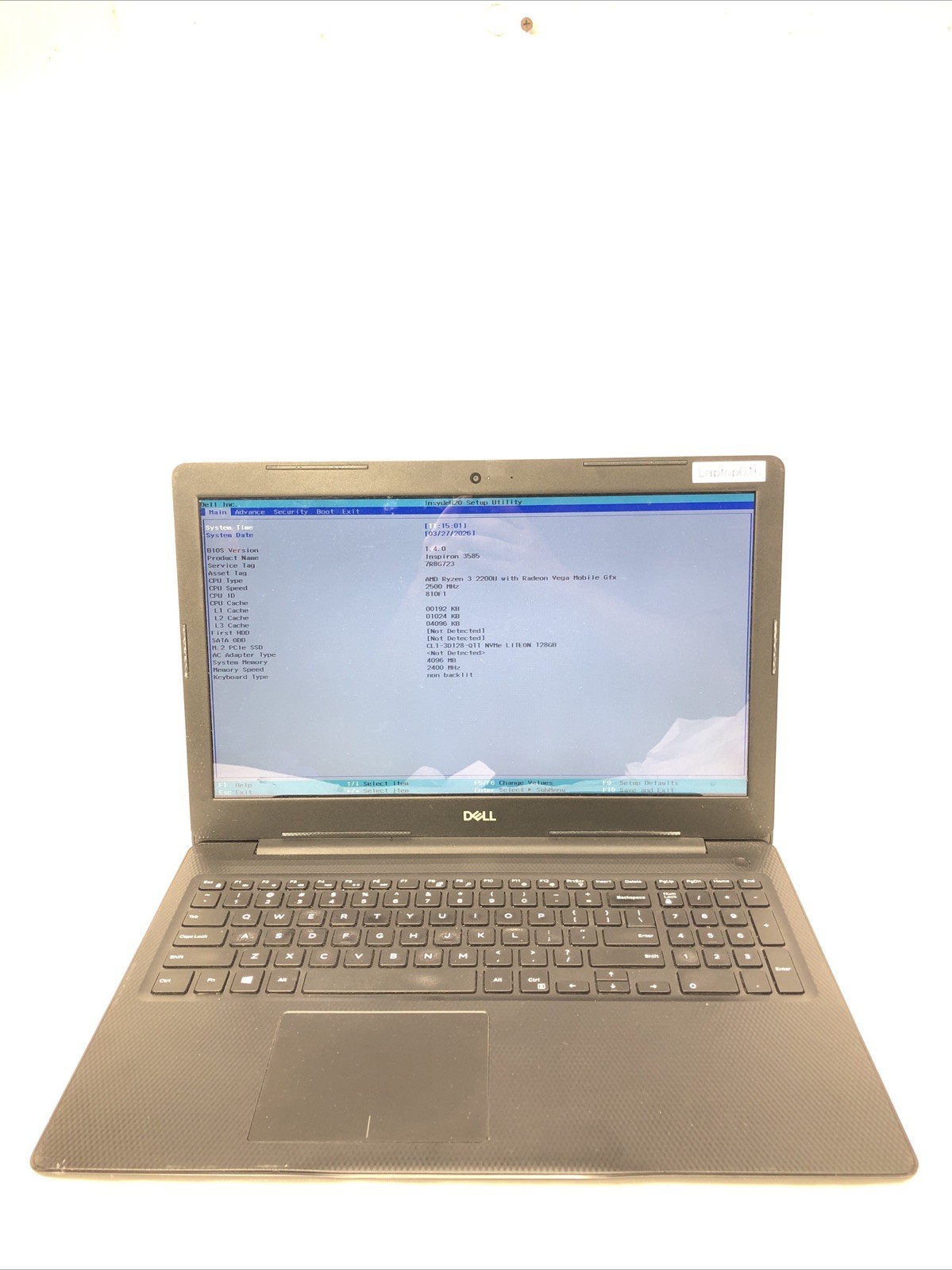 Dell Inspiron 3585, AMD Ryzen 3 2200U @2.50ghz, 4GB RAM, NO SSD/OS, Tested