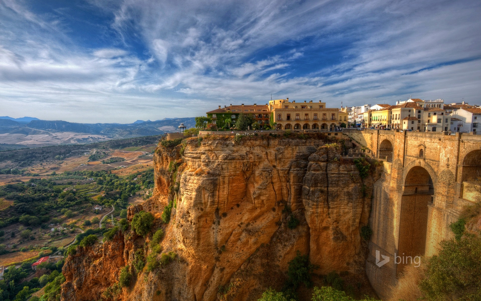 Landscape old building spain cliff town sky rocks bing Custom Gaming Mat Desk