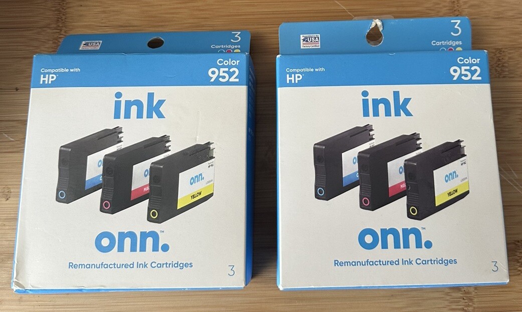 2 Box Lot ONN HP 952 Color Ink Cartridges 3 Pack Each New 