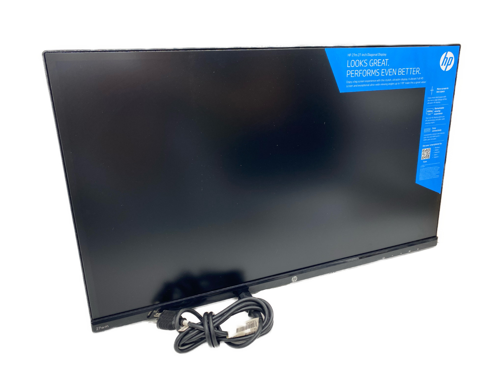 HP 27wm 27 inch LED Backlit Monitor Display 1080P w/power cord 90-day warranty