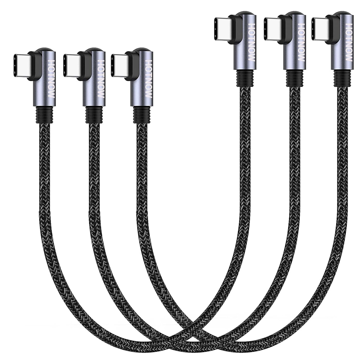 USB C to C Cable Right Angle 1ft 1FT+1FT+1FT, Black(Both Angle) 