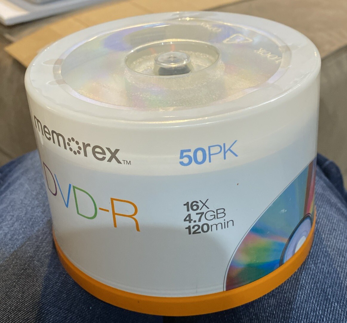 Memorex DVD-R 50 Pack Spindle 4.7GB 16X 120 Minutes. New Sealed Recordable DVD
