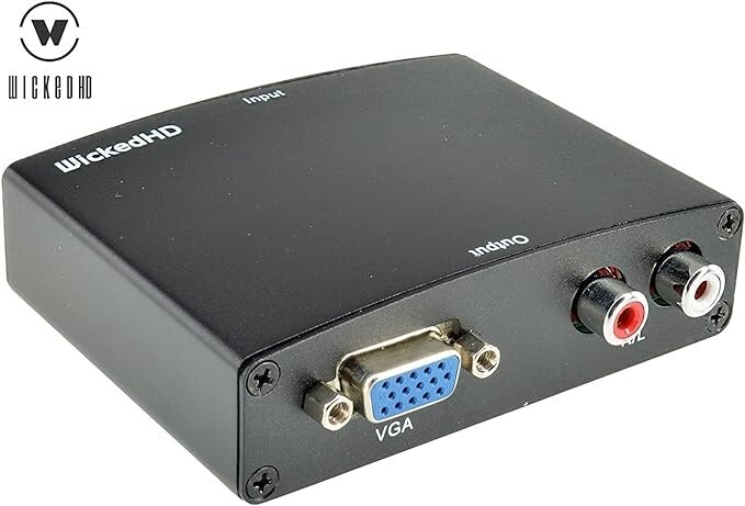 HDMI to VGA + R/L Audio Converter.  WickedHD input HDMI output VGA R/L