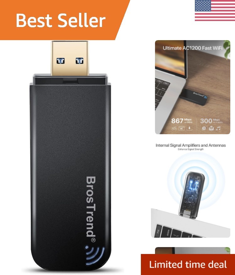 Universal AC1200 WiFi Dongle - Ultra-Fast Wireless Adapter for Laptops & PCs