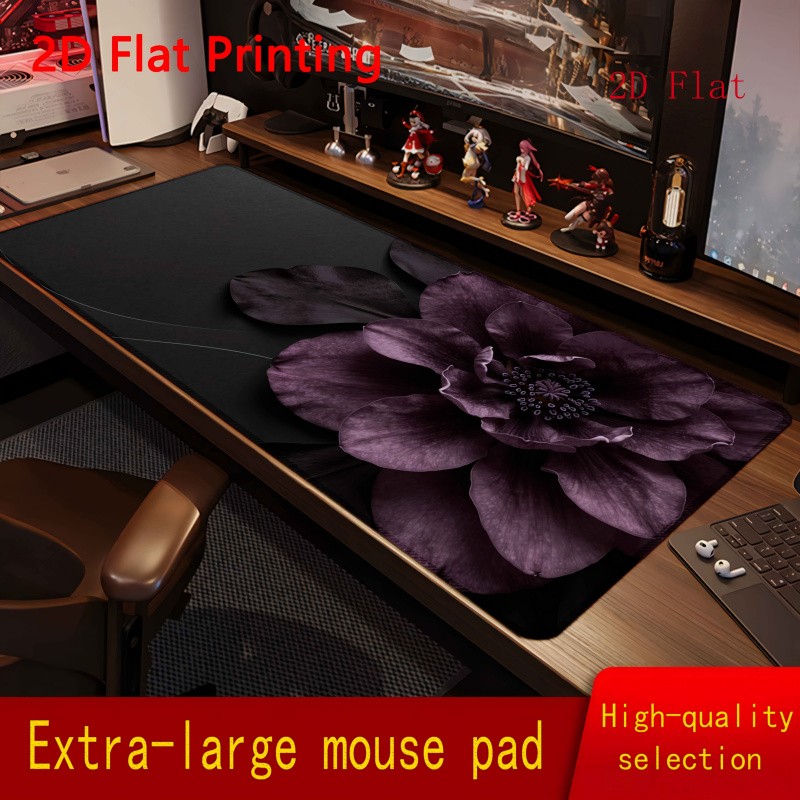 1pc 2D Flat,A Dark Purple Floral Pattern Mouse Pad, Suitable for Gaming, Offic