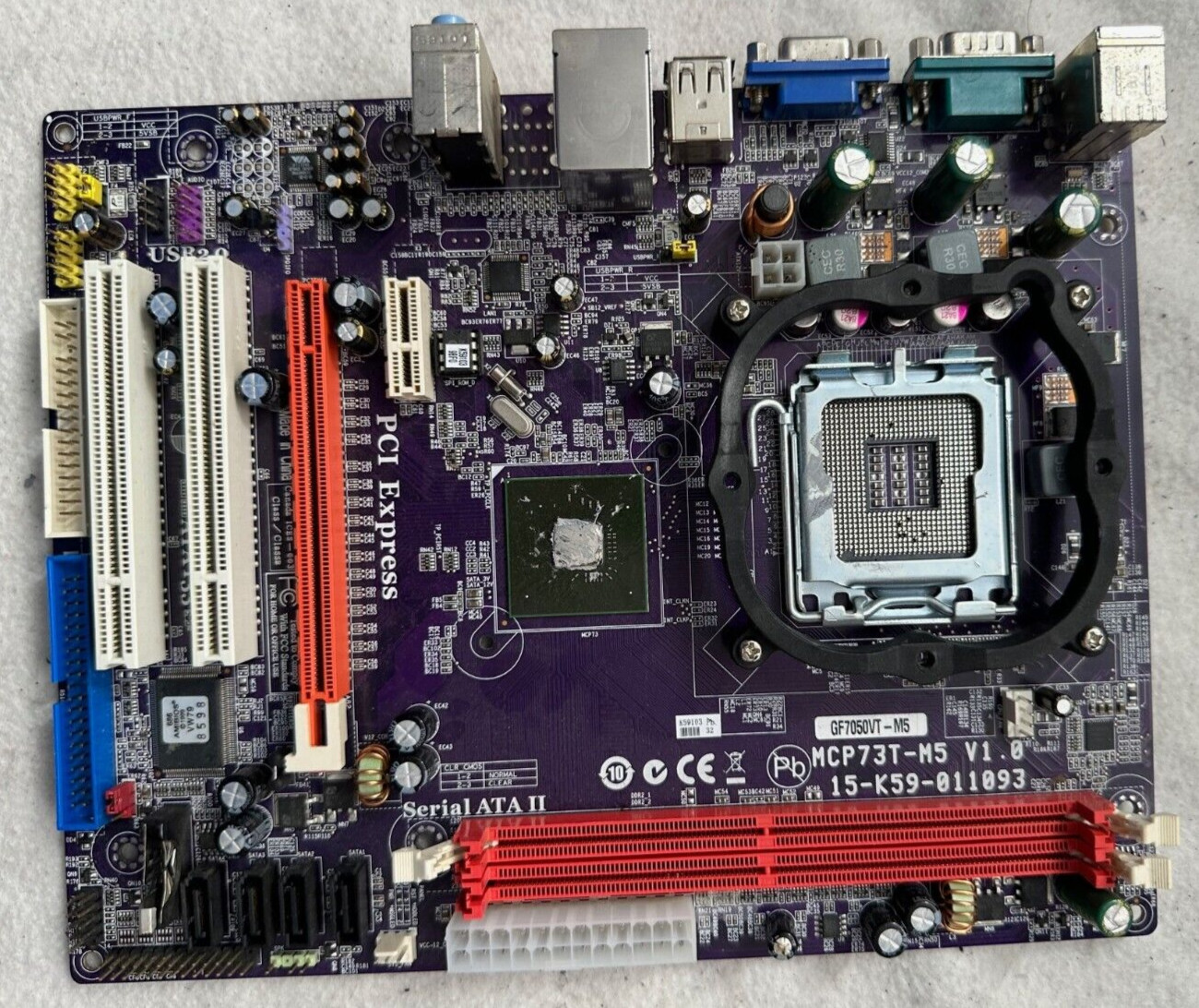 ECS GF7050VT-M5 MCP73T-M5 LGA775 2x DDR2 PCIe PCI mATX MOTHERBOARD 