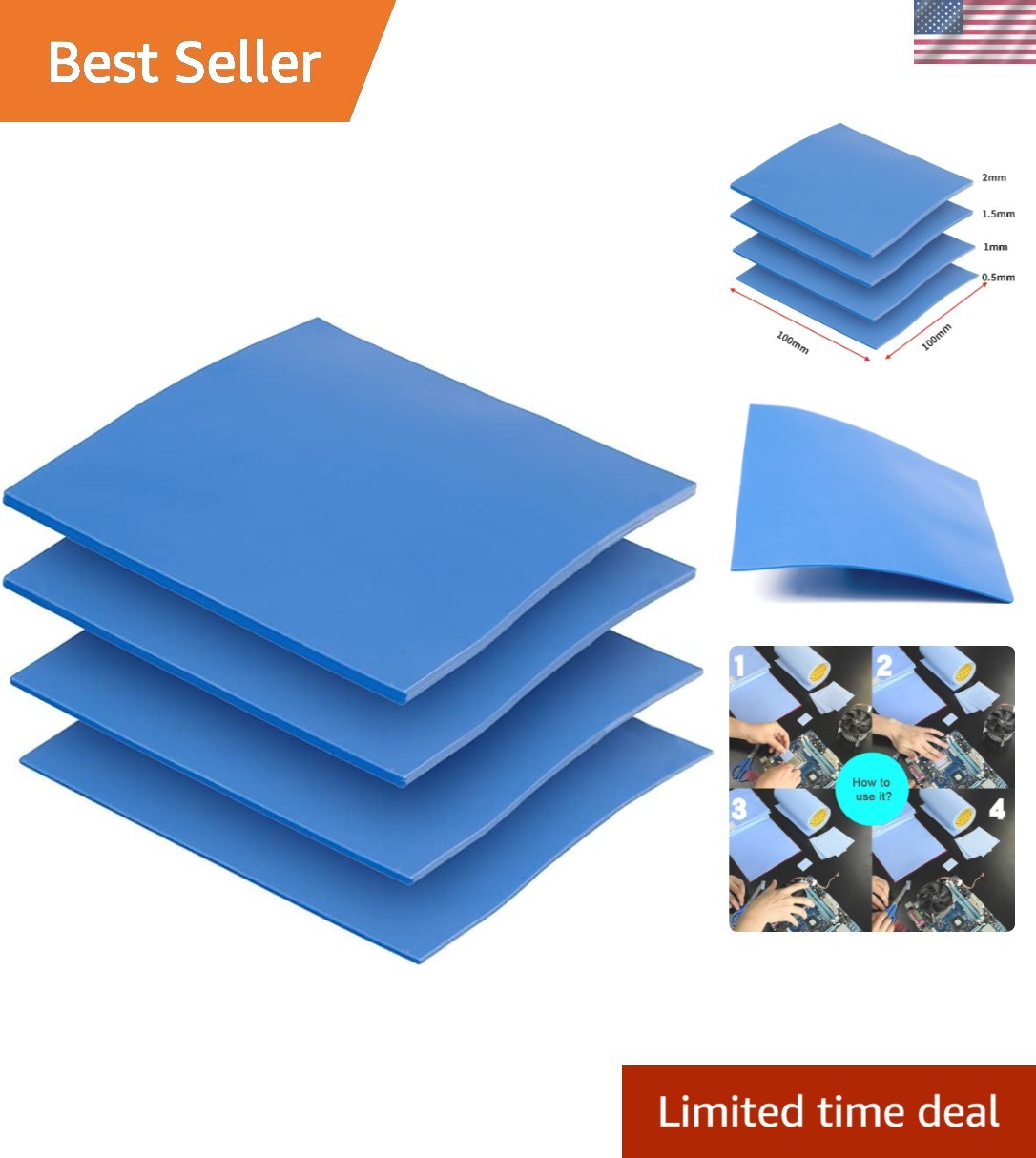 Versatile 100x100mm Thermal Pads: Non-Toxic 6.0 W/mK Performance for All Devices
