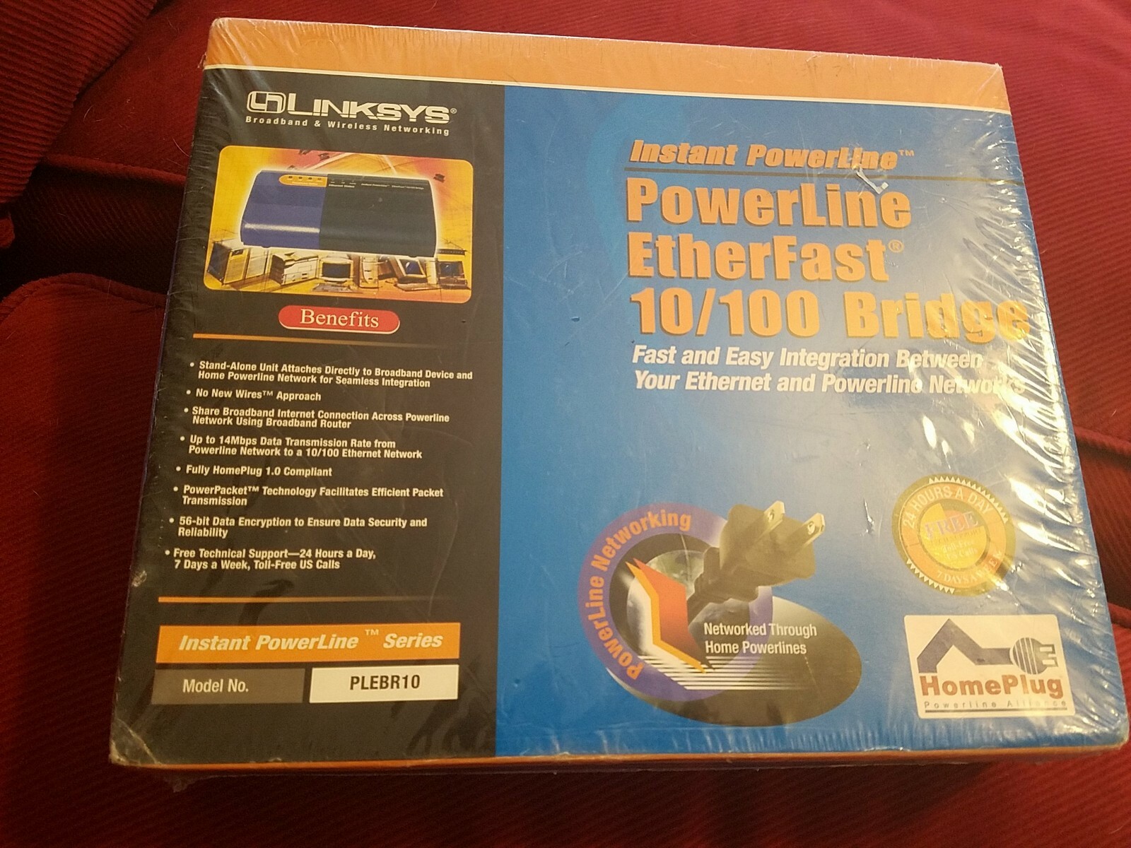 NEW LINKSYS INSTANT POWERLINE ETHERFASR 10/100 BRIDGE MODEL PLEBR10 SEALED